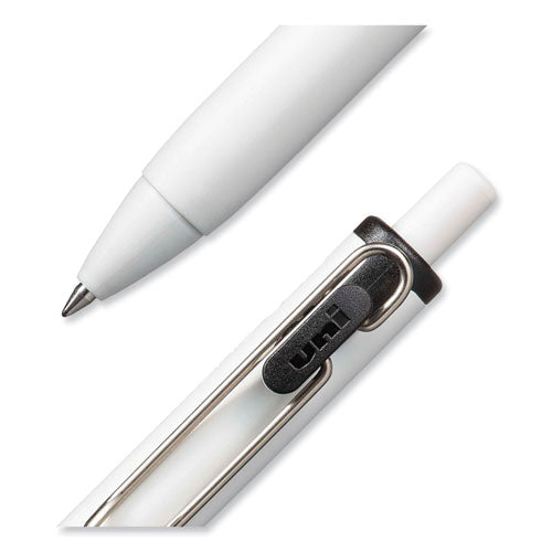 Unione Gel Pen, Retractable, Medium 0.7 Mm, Black Ink, White Barrel, Dozen