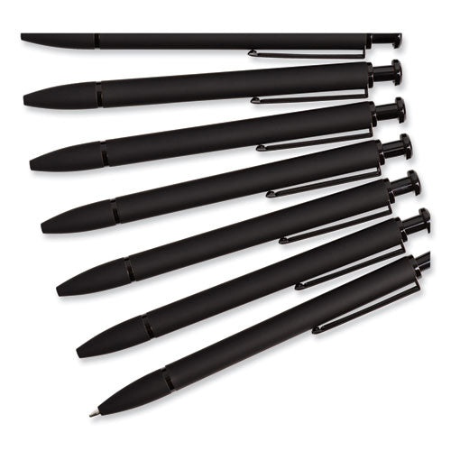 Monterey Soft Touch Ballpoint Pen, Retractable, Medium 1 Mm, Black Ink, Midnight Barrel, 12/pack