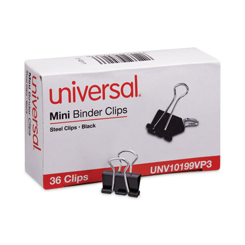 Universal® Binder Clips Value Pack, Mini & Small, Black/Silver, 36/box