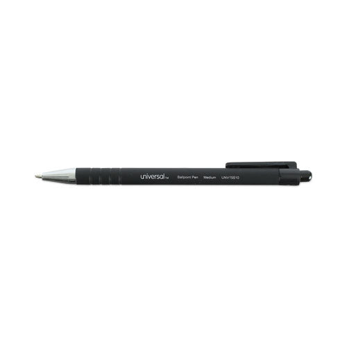 Ballpoint Pen, Retractable, Medium 1 Mm, Black Ink, Black Barrel, Dozen