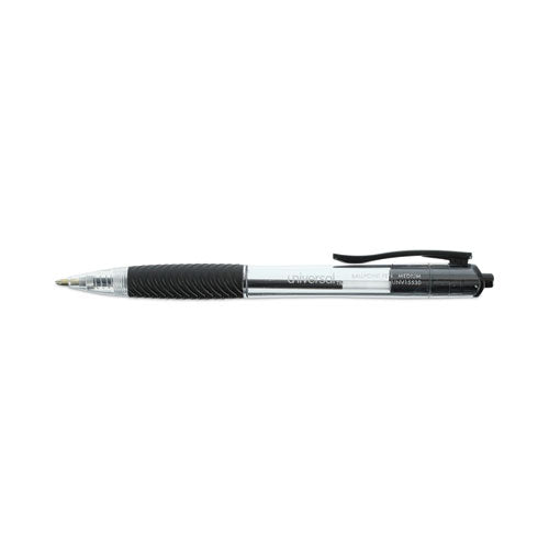 Comfort Grip Ballpoint Pen, Retractable, Medium 1 Mm, Black Ink, Clear Barrel, 48/pack