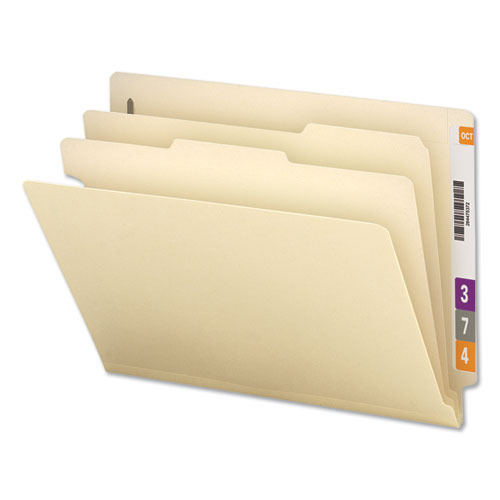 Six-section Manila End Tab Classification Folders, 2" Expansion, 2 Dividers, 6 Fasteners, Letter Size, Manila, 10/box