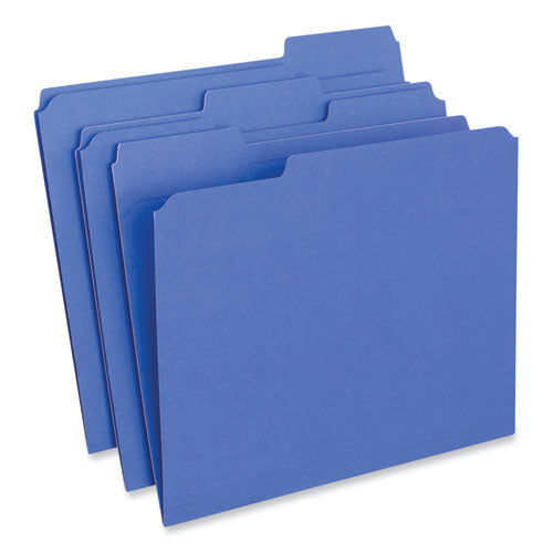 Reinforced Top-tab File Folders, 1/3-cut Tabs: Assorted, Letter Size, 1" Expansion, Blue, 100/box