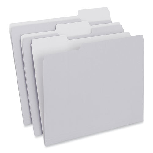 Top Tab File Folders, 1/3-cut Tabs: Assorted, Letter Size, 0.75" Expansion, Gray, 100/box