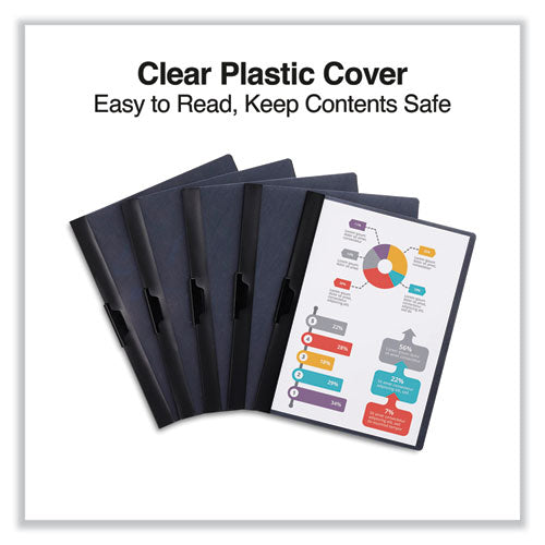 Clip-style Report Cover, Clip Fastener, 8.5 X 11, Clear/black, 5/pack