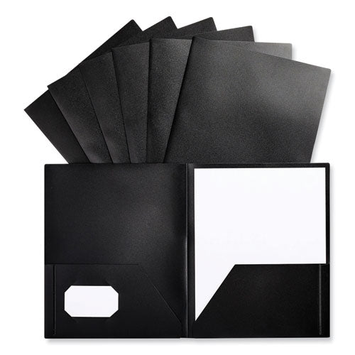 Two-pocket Plastic Folders, 100-sheet Capacity, 11 X 8.5, Black, 10/pack