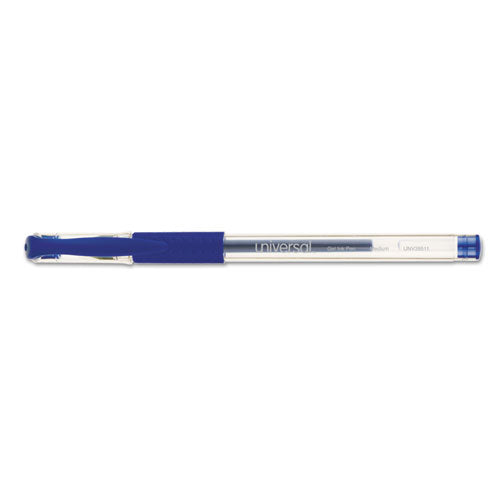 Comfort Grip Gel Pen, Stick, Medium 0.7 Mm, Blue Ink, Clear Barrel, Dozen