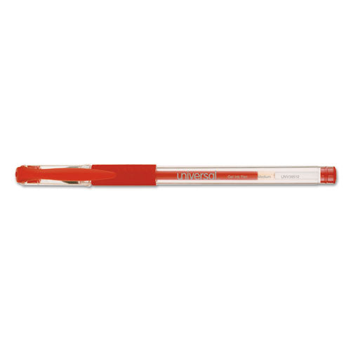 Comfort Grip Gel Pen, Stick, Medium 0.7 Mm, Red Ink, Clear Barrel, Dozen