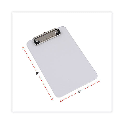 Plastic Clipboard With Low Profile Clip, 0.5" Clip Capacity, Holds 5 X 8 Sheets, Clear