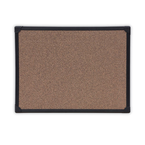 Tech Cork Board, 24" X 18", Brown Surface, Black Aluminum Frame