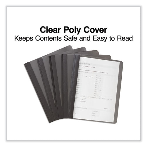 Clear Front Report Cover, Prong Fastener, 0.5" Capacity, 8.5 X 11, Clear/black, 25/box