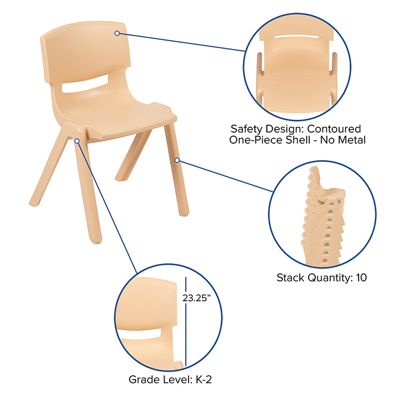 4pk Natural Plastic Chair