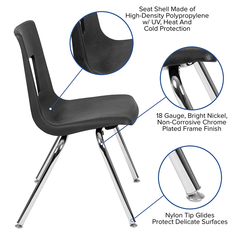 Black Student Stack Chair 18"