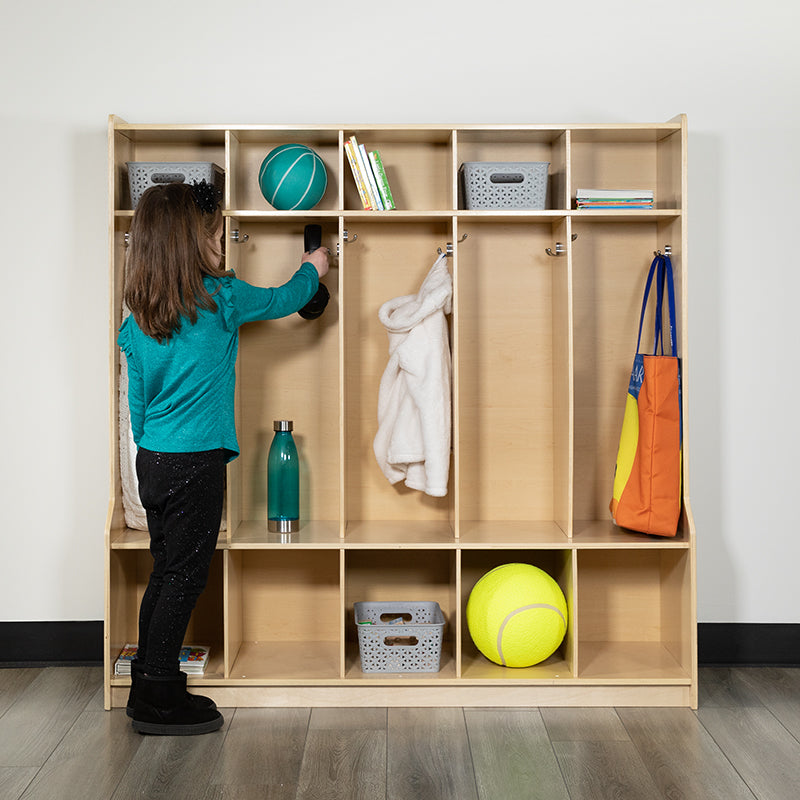 Wooden Coat Locker With Bench