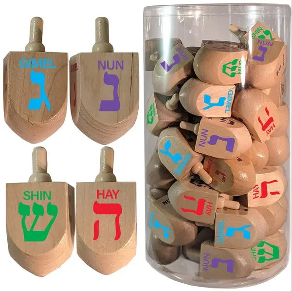 Large Colorful Wooden Dreidels