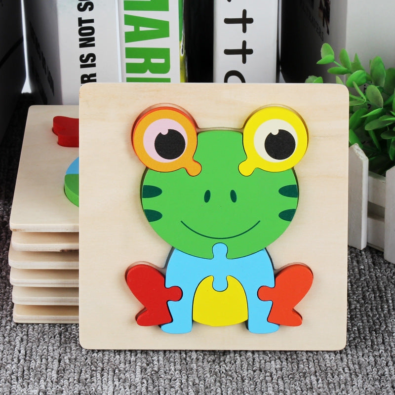 Frog Cartoon 3D Jigsaw Wooden Puzzle for Kids