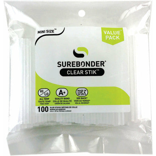 Surebonder® Mini Size 4" Clear Hot Glue Stick, Dual Temperature-100 Pack