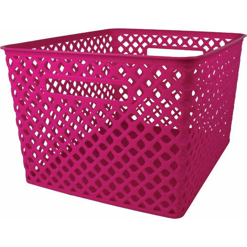 Woven Basket, Large, Hot Pink