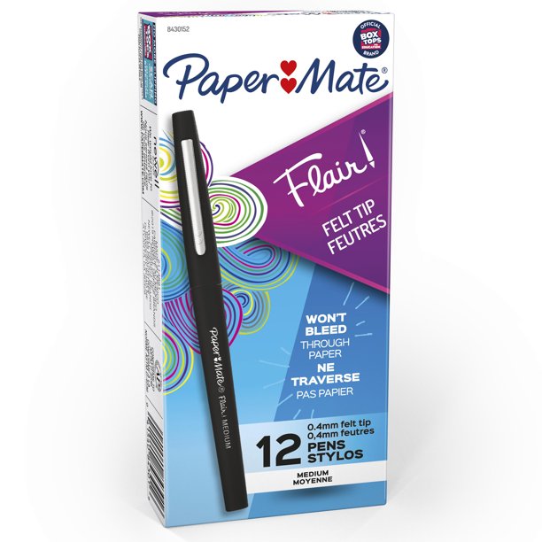 Paper Mate Flair Felt Tip Pens, Medium Point (0.7mm), 12 Count-Red