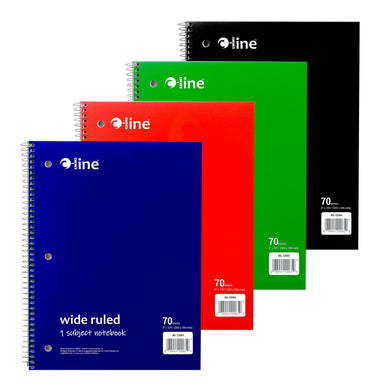 Notebook, 1-Subject, Wide Rule, 70 Page, Perforated Sheets - A1 School Supplies