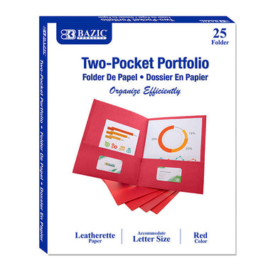 BAZIC Premium Color 2-Pocket Portfolio (25/Box) - A1 School Supplies
