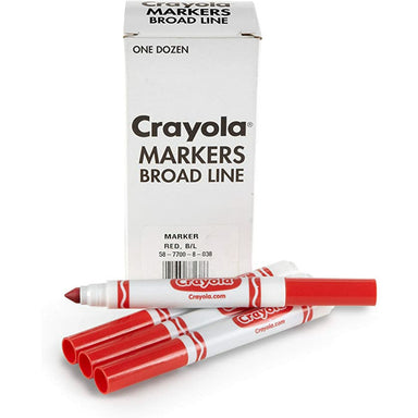 Crayola Broad Line Markers, Red, 12 Count - A1 School Supplies