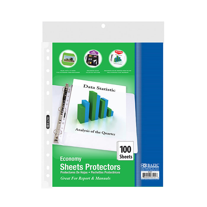 BAZIC Economy Weight Top Loading Sheet Protectors (100/Pack) - A1 School Supplies