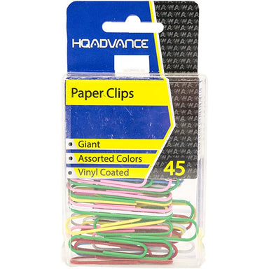 HQ Advance Products Large Paper Clips, Vinyl Coated, Assorted Colors - A1 School Supplies