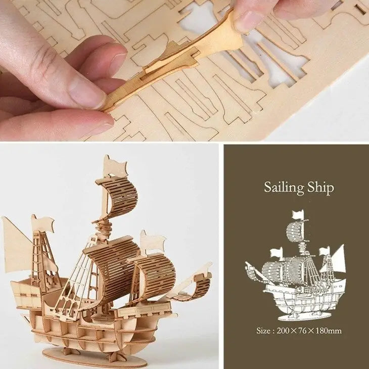 3D Wooden Puzzle Sailboat