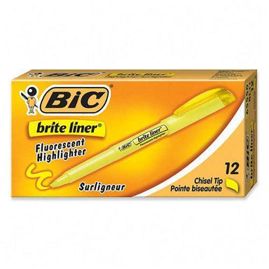 Brite Liner Highlighter Pocket Chisel Tip Dozen Box, Yellow - A1 School Supplies