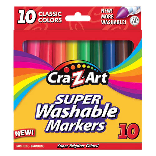 Cra-Z-Art 10 Count Classic Washable Markers, Peggable Box - A1 School Supplies