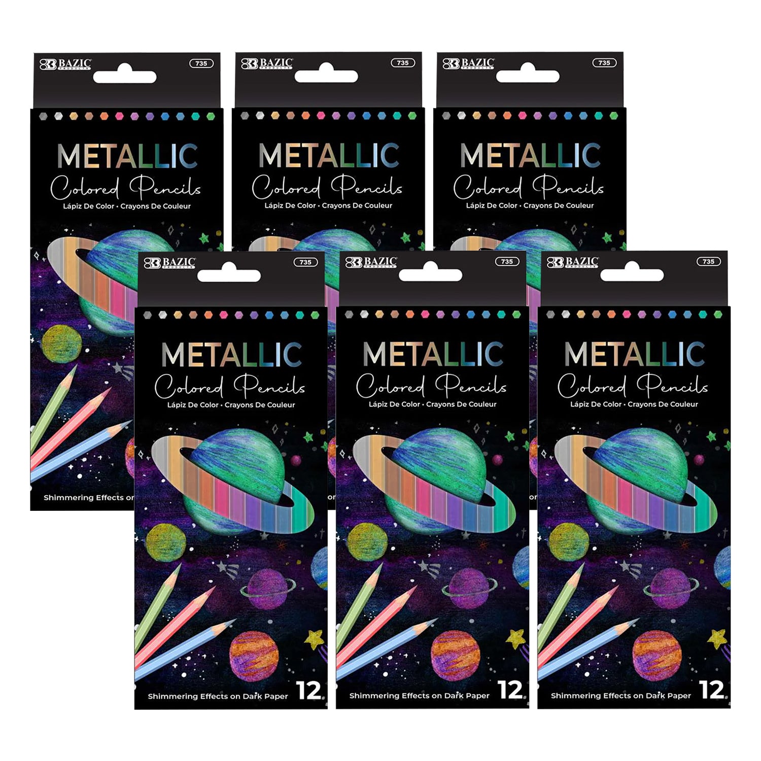 Metallic Colored Pencils, 12 Per Pack, 6 Packs