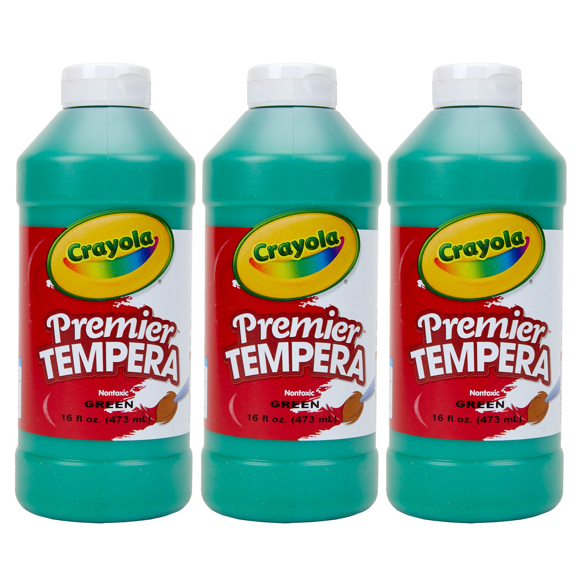 Premier Tempera Paint, 16 oz, Green, Pack of 3