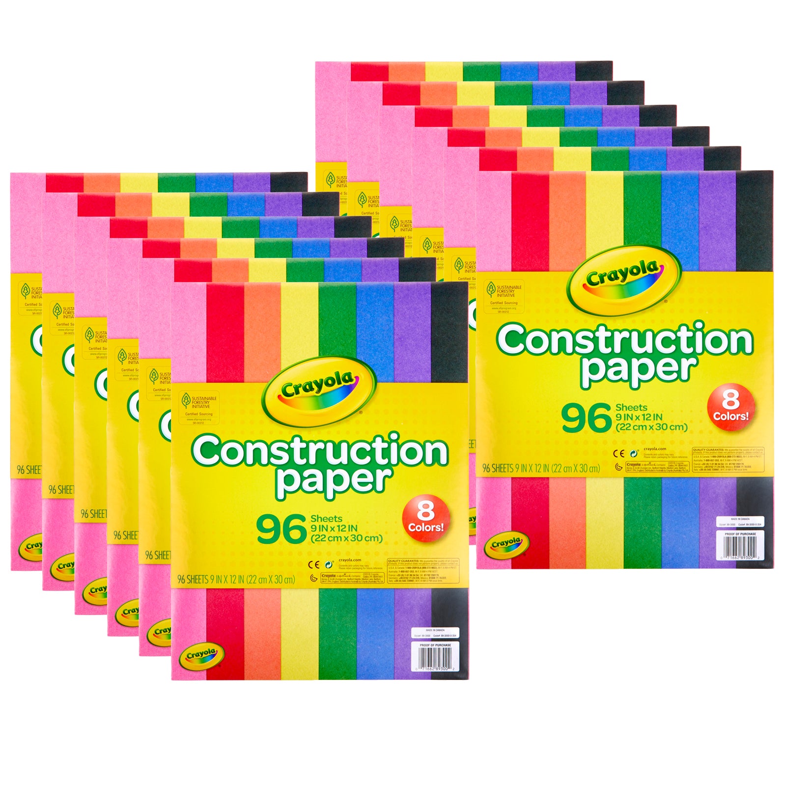 Construction Paper, 96 Sheets Per Pack, 12 Packs