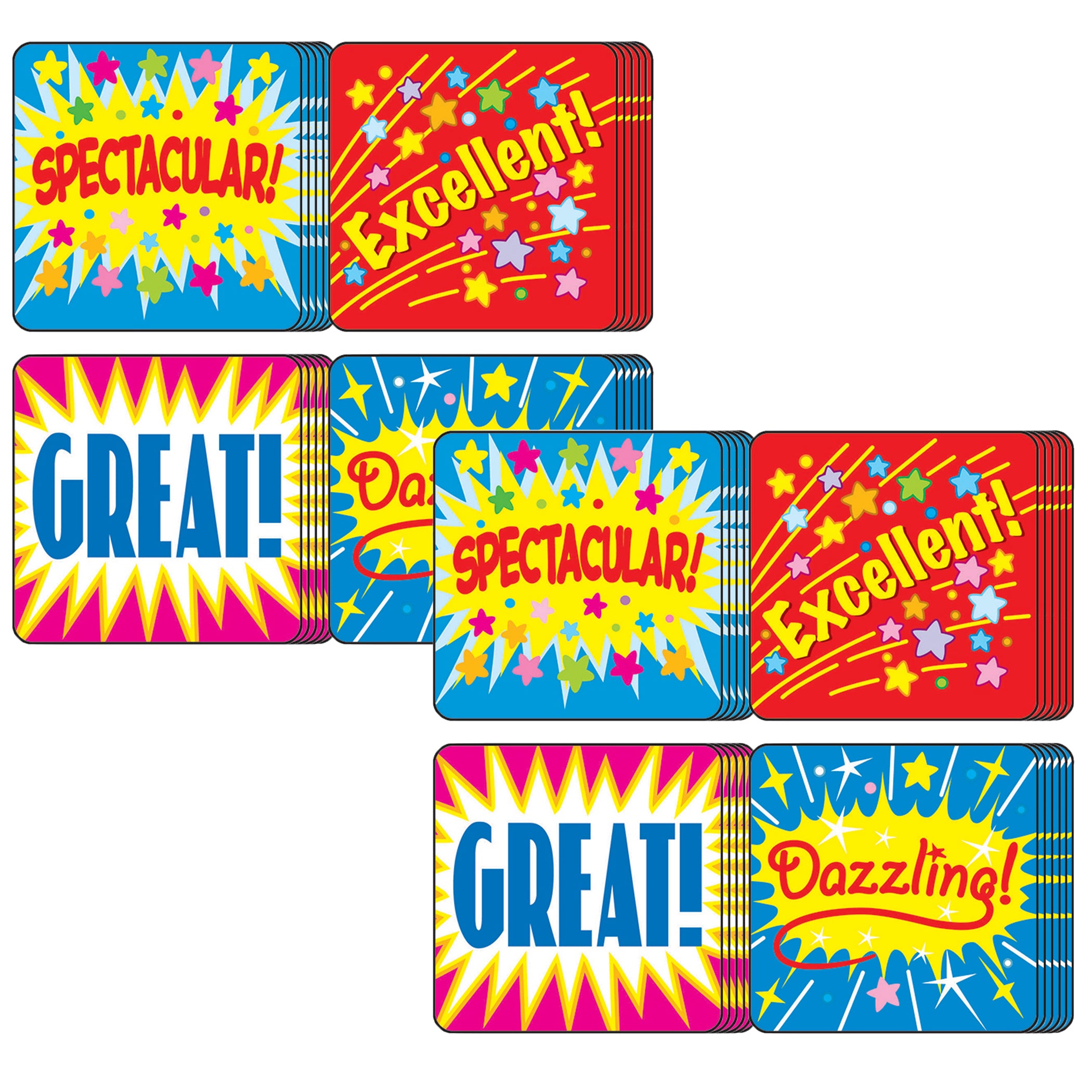 Positive Words Motivational Stickers, 120 Per Pack, 12 Packs