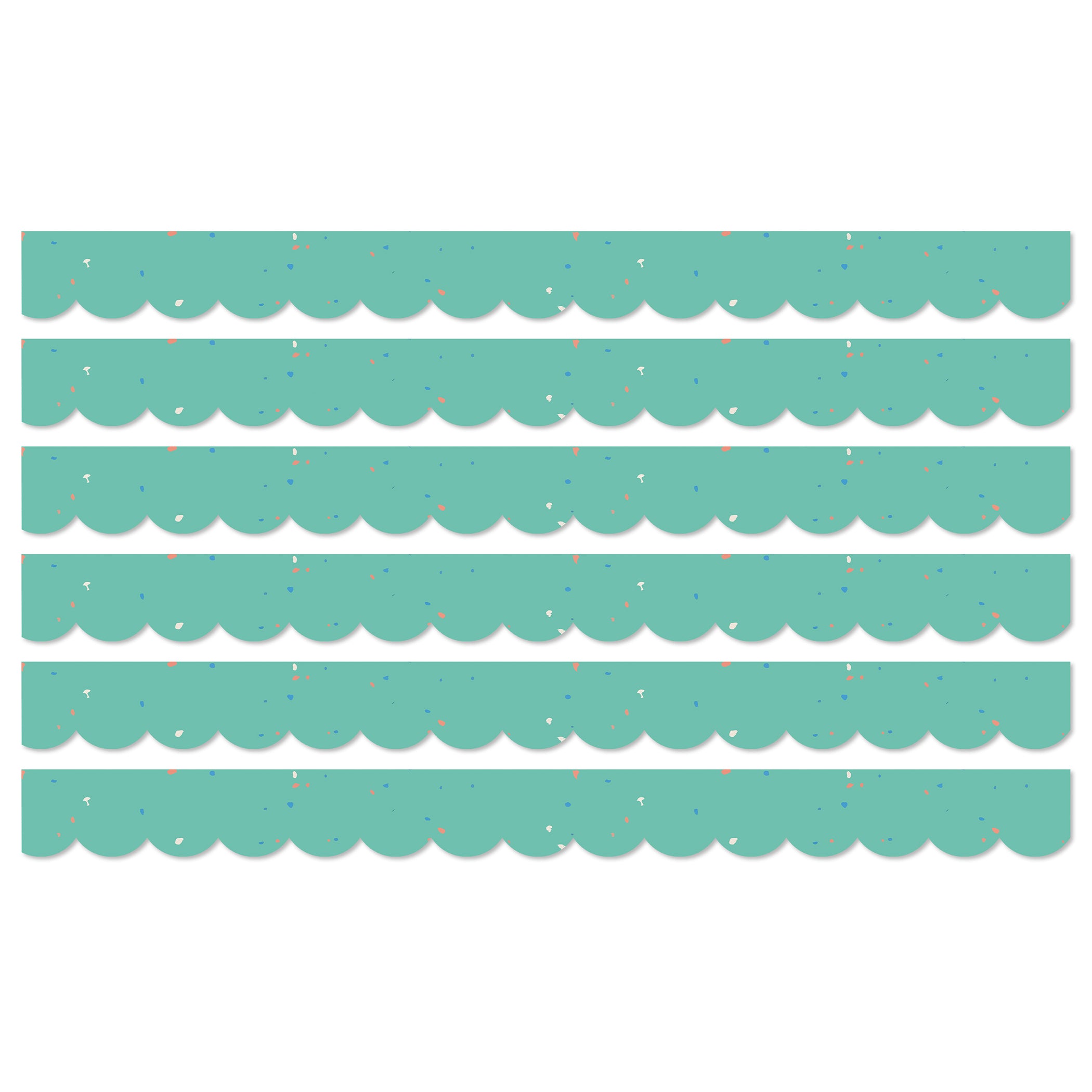 We Belong Speckled Teal Scalloped Borders Per Pack, 39 Feet Per Pack, 6 Packs