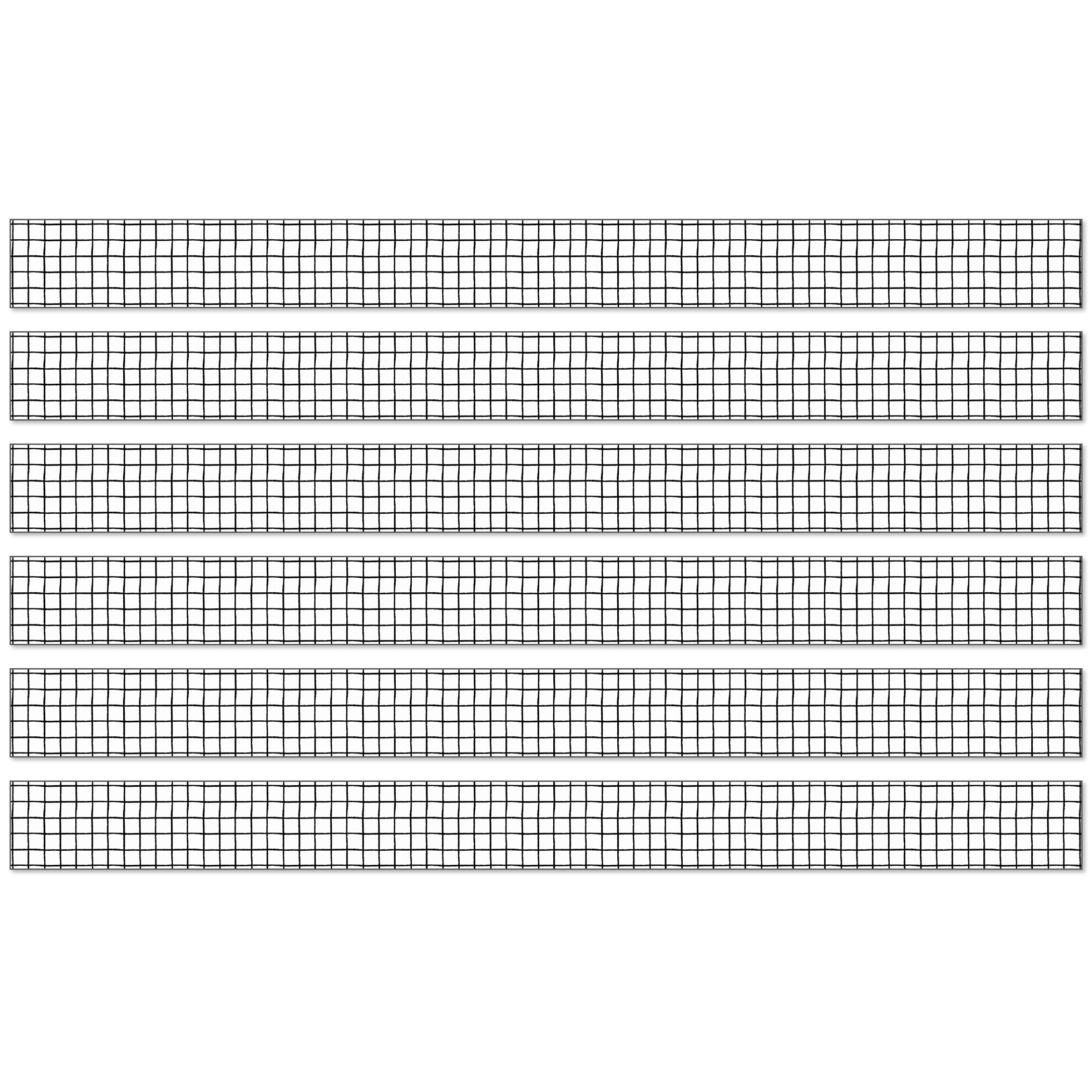 Creatively Inspired Black & White Grid Straight Borders, 36 Feet Per Pack, 6 Packs