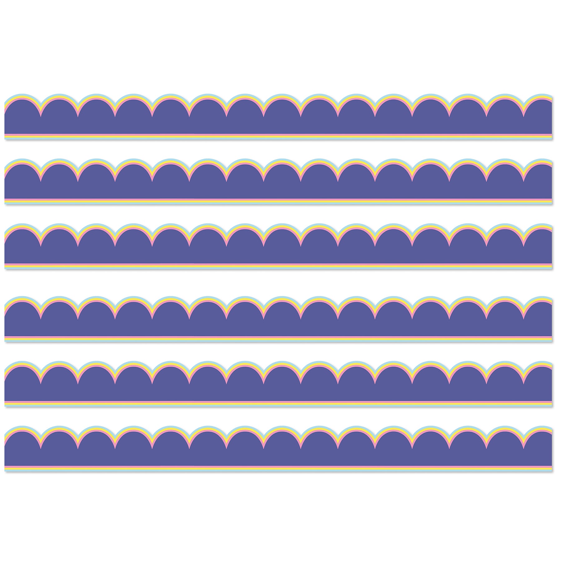 We Stick Together Pop of Purple Scalloped Bulletin Board Borders, 39 Feet Per Pack, 6 Packs