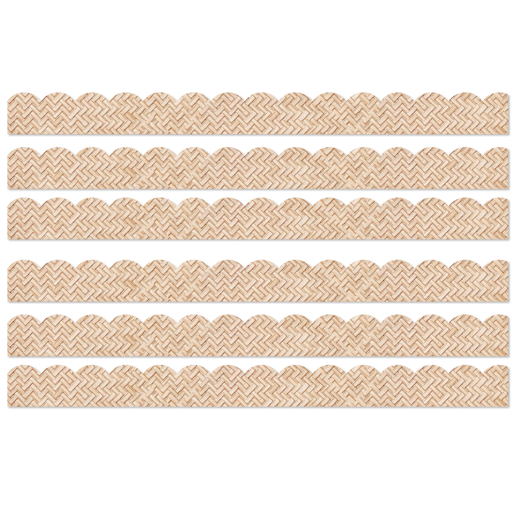 True to You Woven Bamboo Scalloped Bulletin Board Borders, 39 Feet Per Pack, 6 Packs