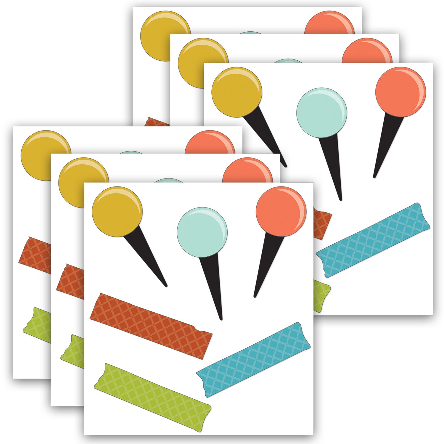 Let's Explore Pins & Tape Mini Cut-Outs, 60 Per Pack, 6 Packs