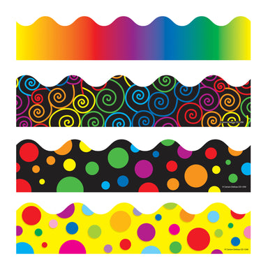Scalloped Variety Border Set IV: Rainbow, Colorful Dots, Big Rainbow Dots, and Rainbow Swirls - A1 School Supplies