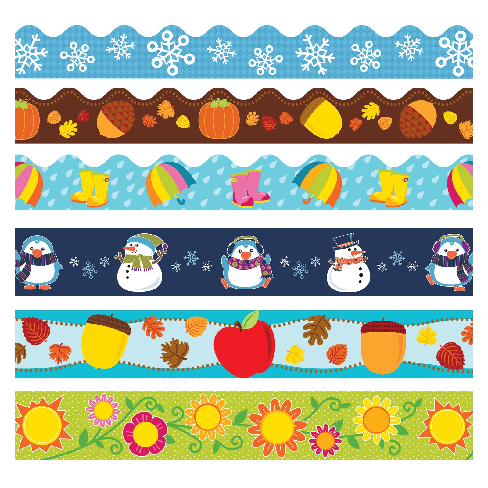 Seasonal Border Set, 6 Assorted Packs - A1 School Supplies