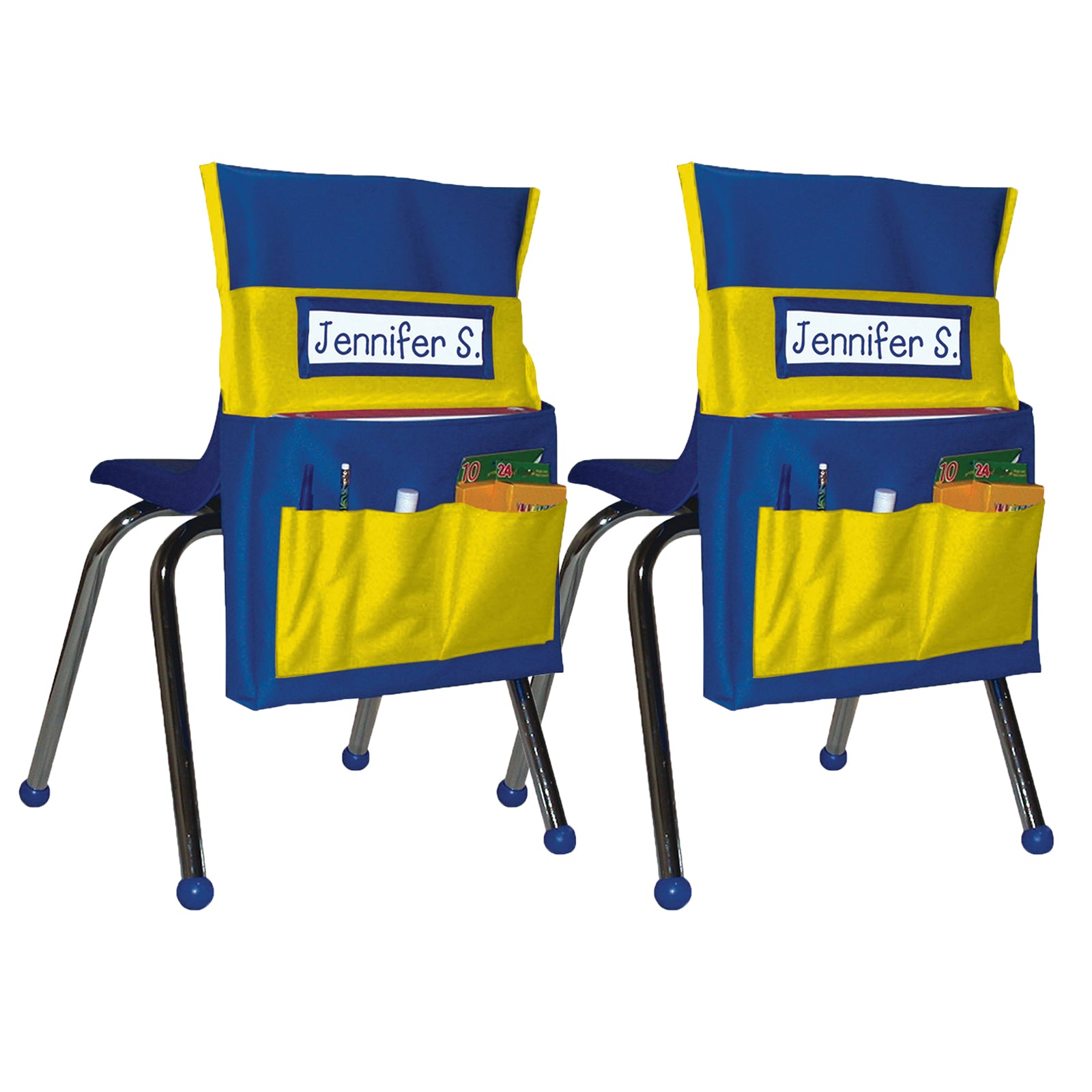 Chairback Buddy™ Pocket Chart, Blue/Yellow, Pack of 2