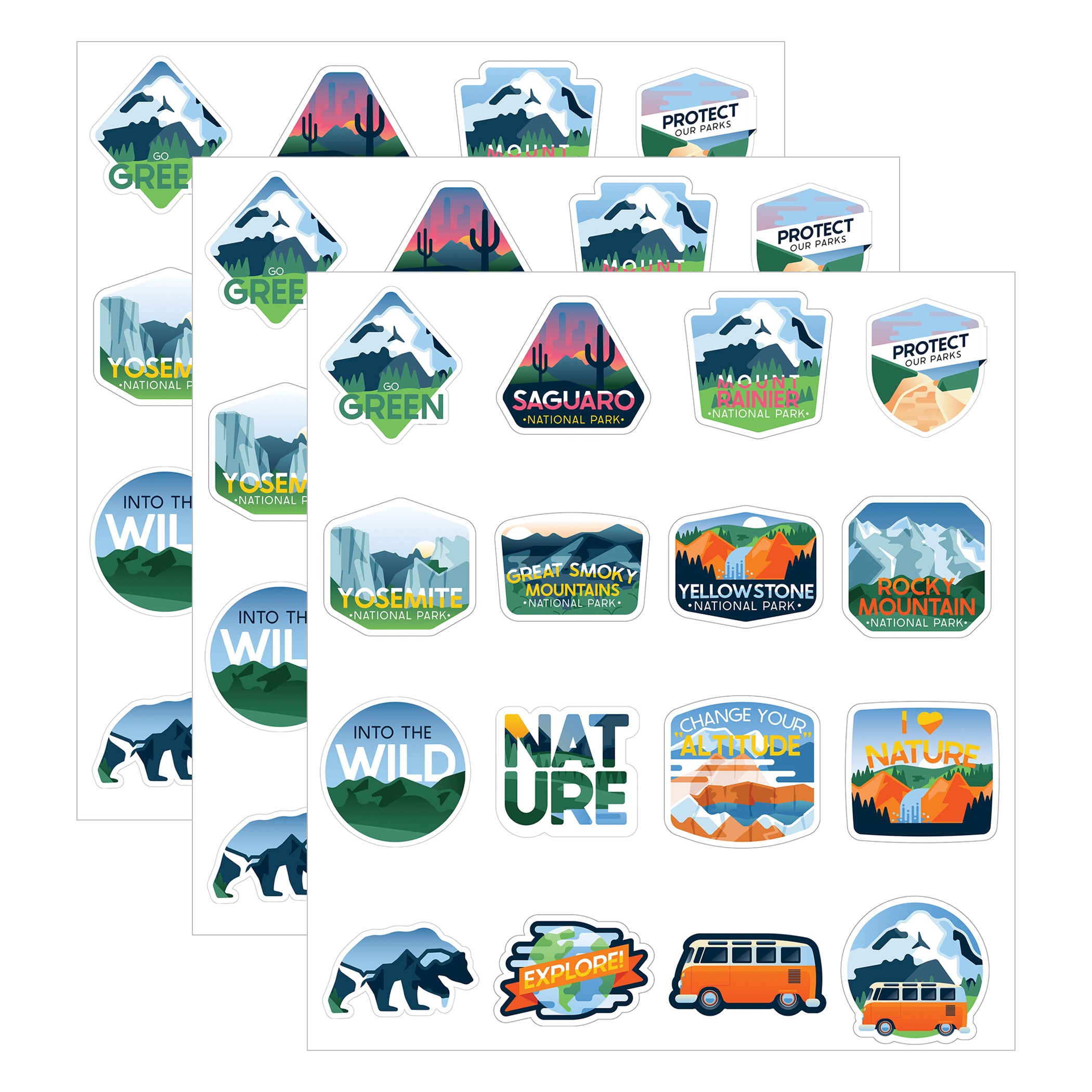 Adventure Vinyl Stickers, 100 Per Pack, 3 Packs