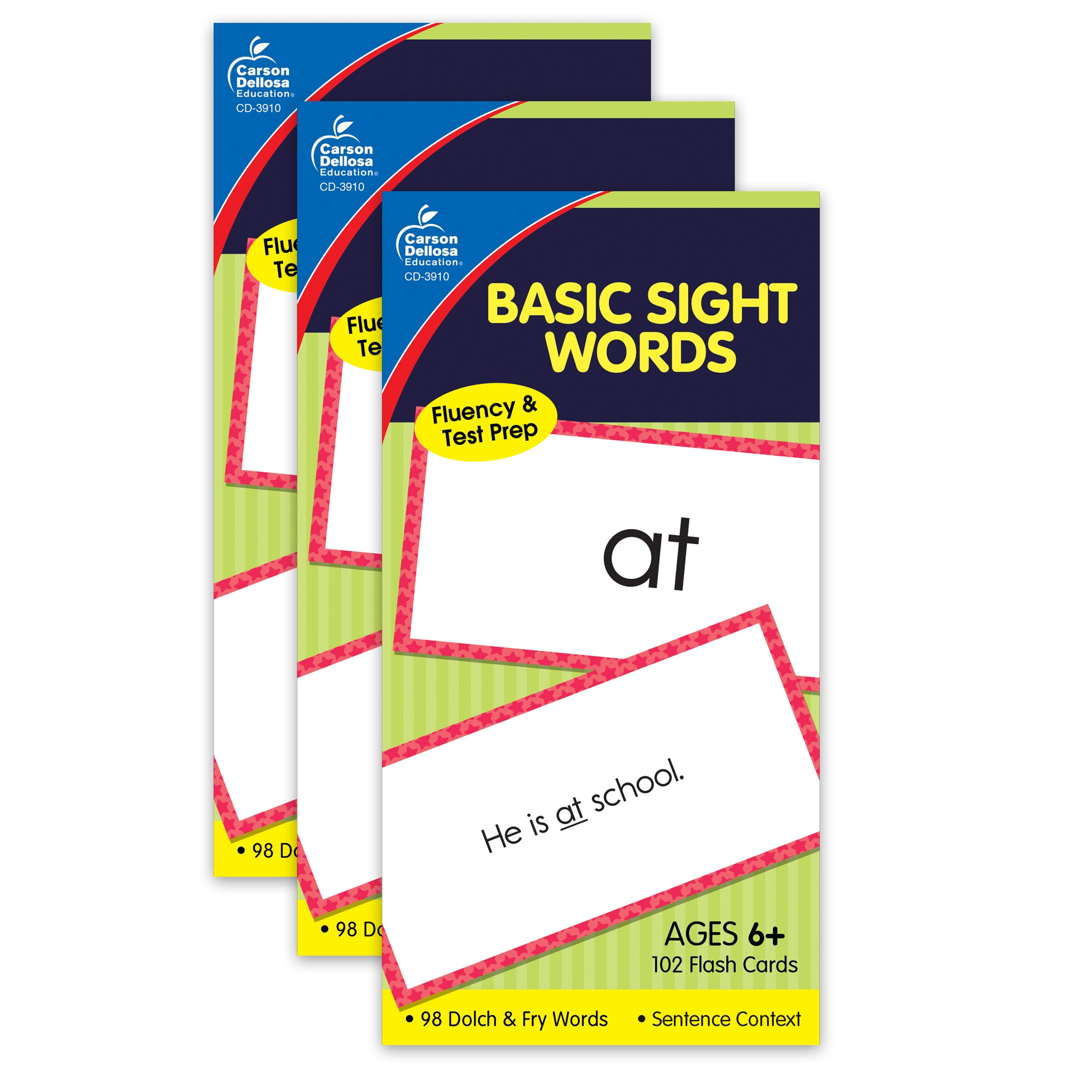Basic Sight Words Flash Cards, 3 Packs
