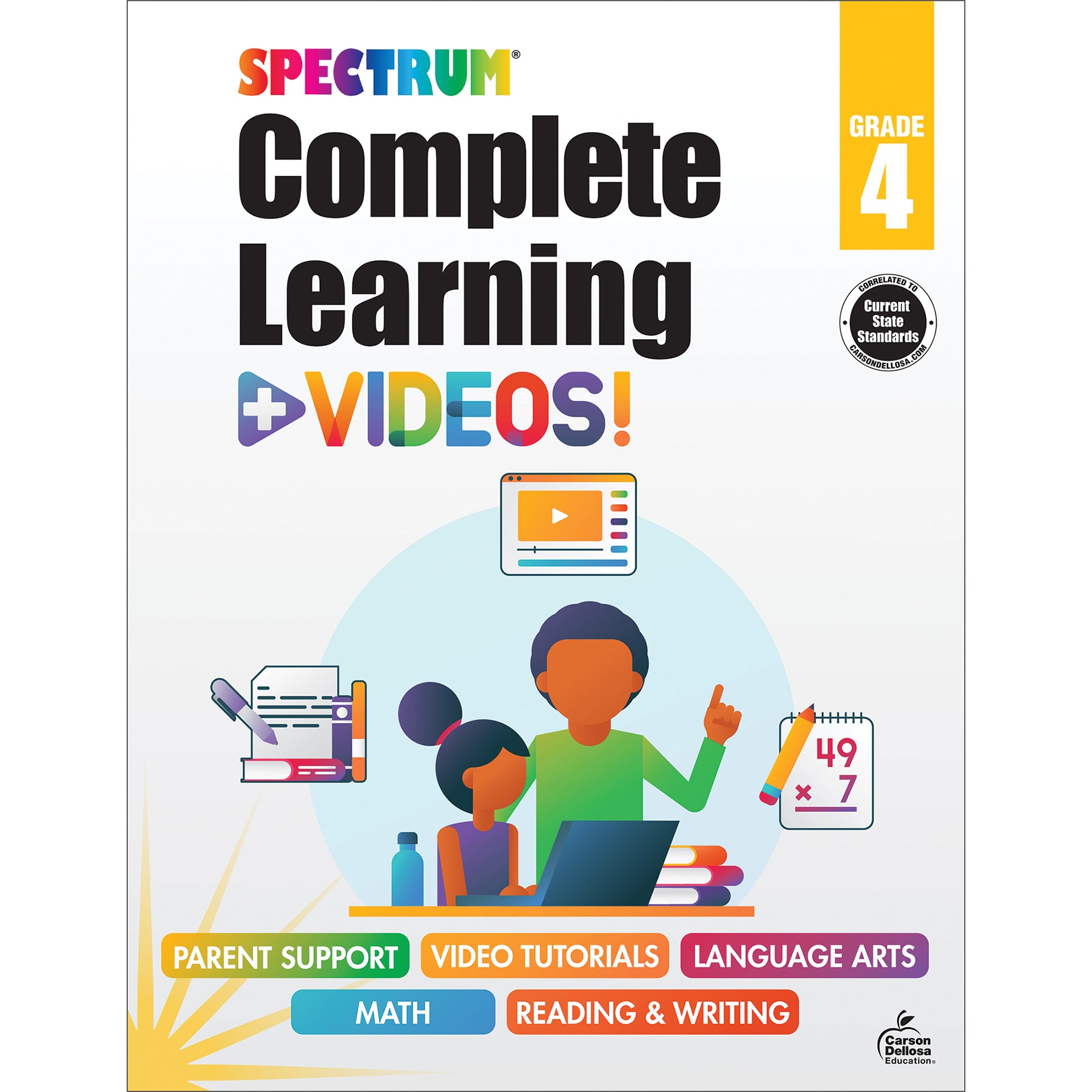 Spectrum Complete Learning + Videos Workbook, Grade 4