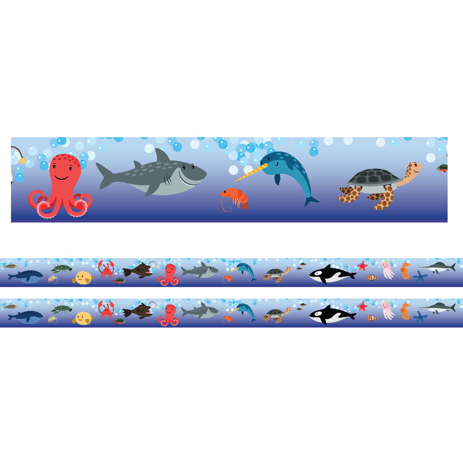 Borders/Trims, Magnetic, Rectangle Cut - 1-1/2" x 24", Sea Life Theme, 24' per Pack, 2 Packs - A1 School Supplies