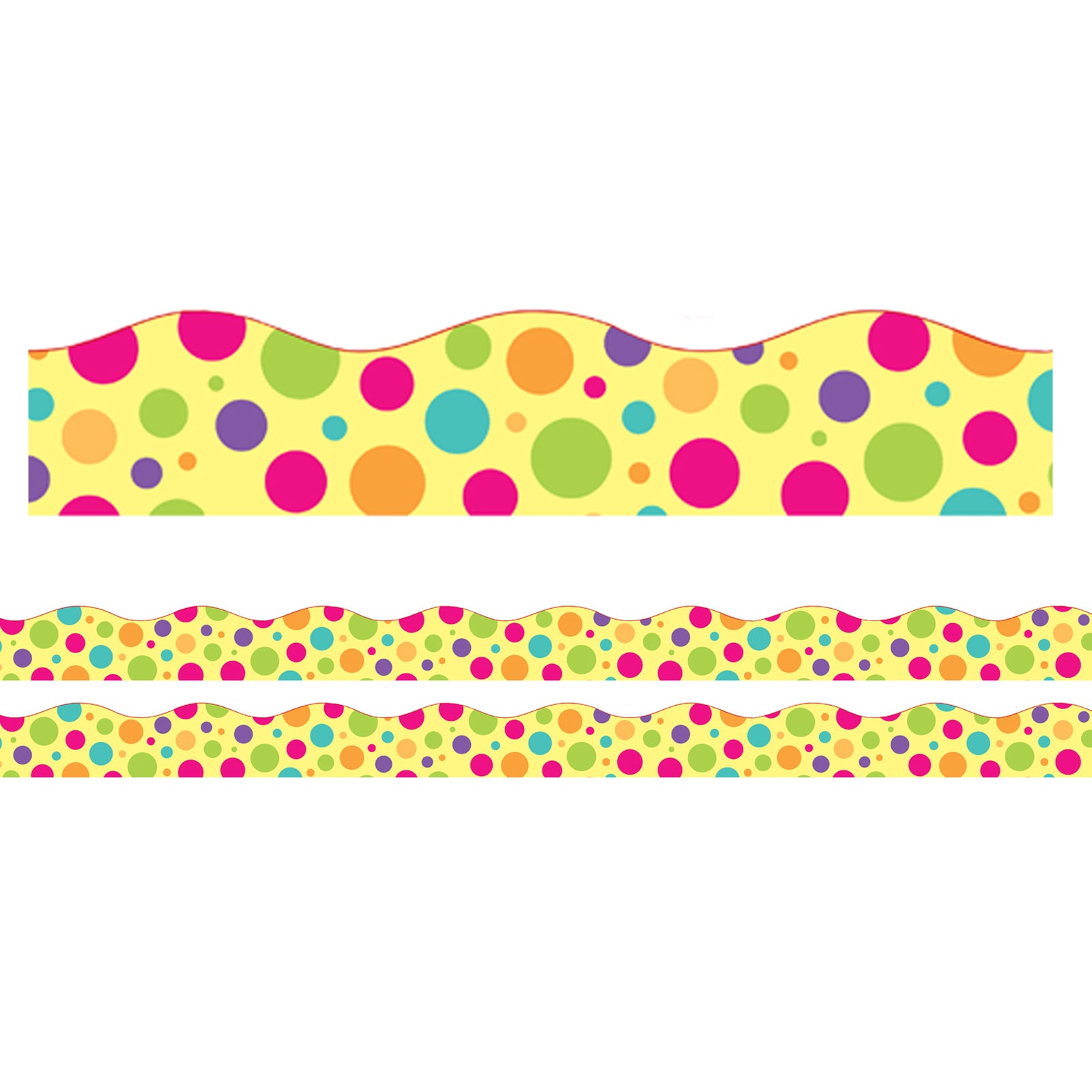 Borders/Trims, Magnetic, Scallop Cut - 1-1/2" x 24", Colorful Dot Theme, 24' per Pack, 2 Packs - A1 School Supplies