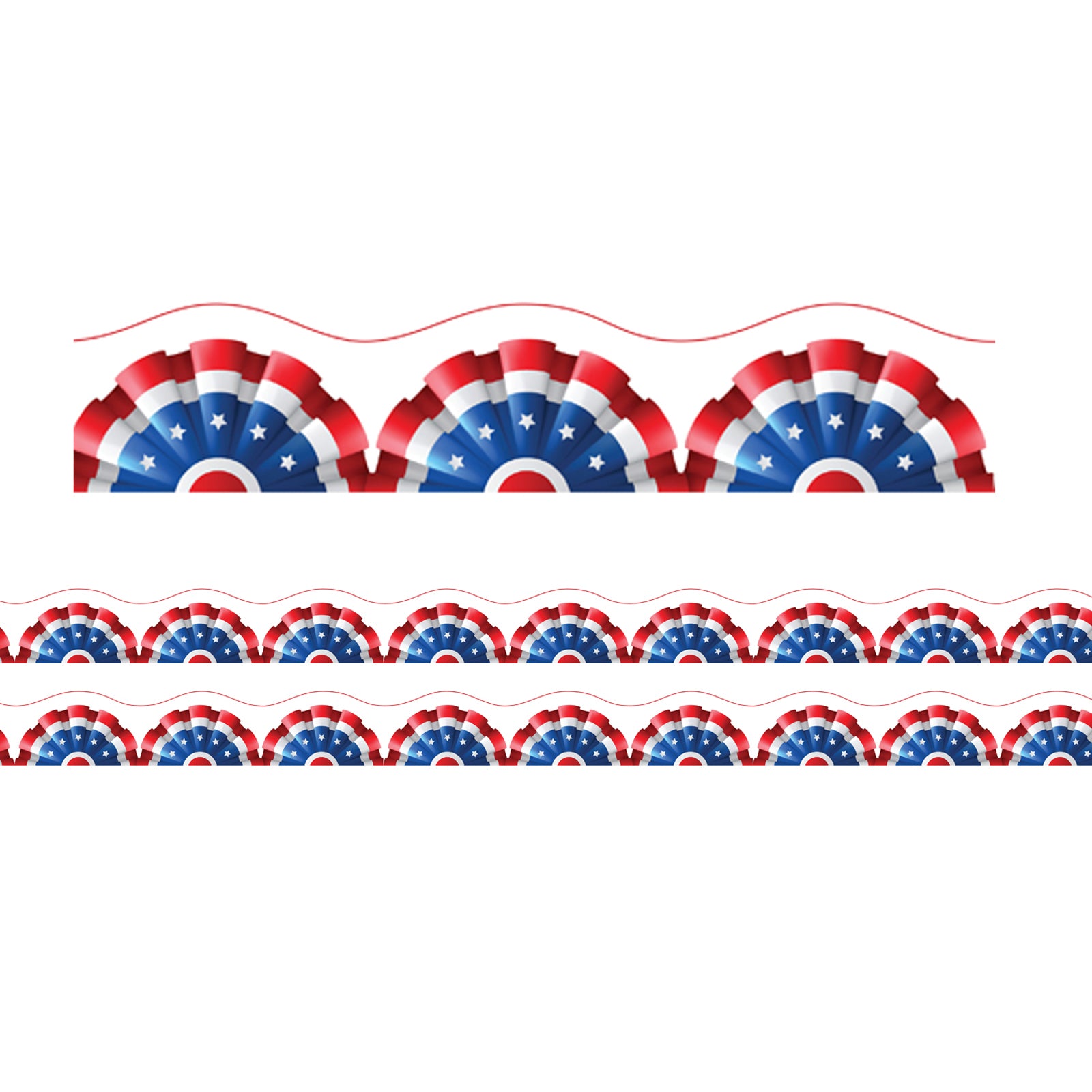 Borders/Trims, Magnetic, Scallop Cut - 1-1/2" x 24", Patriotic Theme, 24' per Pack, 2 Packs - A1 School Supplies