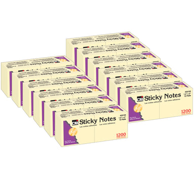 Sticky Notes, 1 1/2" x 2", Plain, 100 Sheets/Pad, 12 Pads/Pack, 12 Packs - A1 School Supplies